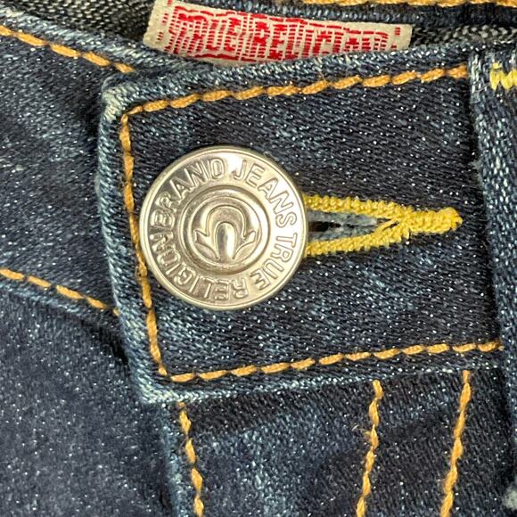 True Religion Womens Jeans Joey Twisted Seam Flare Leg Bootcut Dark Wash 26 x 32 - Picture 9 of 16